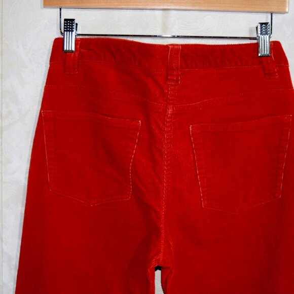 H&M Red Corduroy High Rise Flare Pants Trousers Women's Size 8 - Picture 4 of 5
